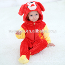 Suave bebé franela mameluco Animal Onesie traje de trajes de pijamas, ropa para dormir, lindo paño rojo, bebé con capucha toalla
